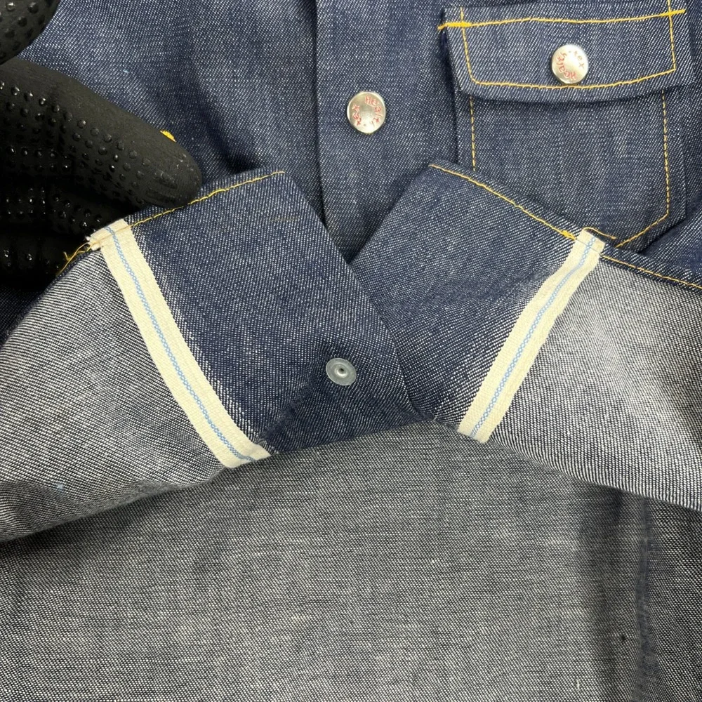 Vintage Health-Tex Selvedge Denim Jacket 4T Blue Kids Western Snap Front Shirt